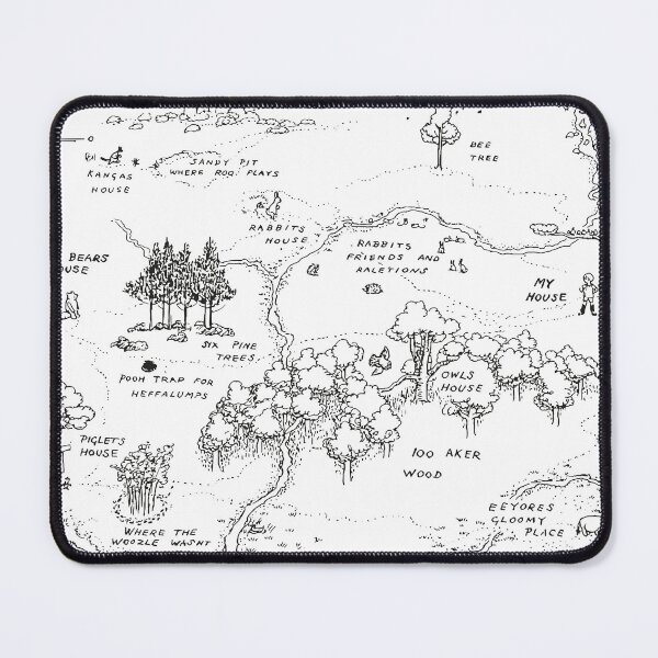 Item preview, Map of the Hundred Acre Wood, Classic Winnie the Pooh Illustration, Black & White designed and sold by Artanine.