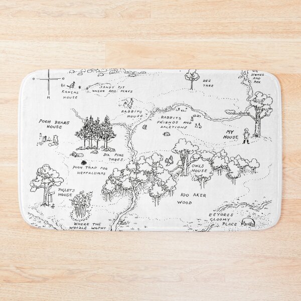 Item preview, Map of the Hundred Acre Wood, Classic Winnie the Pooh Illustration, Black & White designed and sold by Artanine.