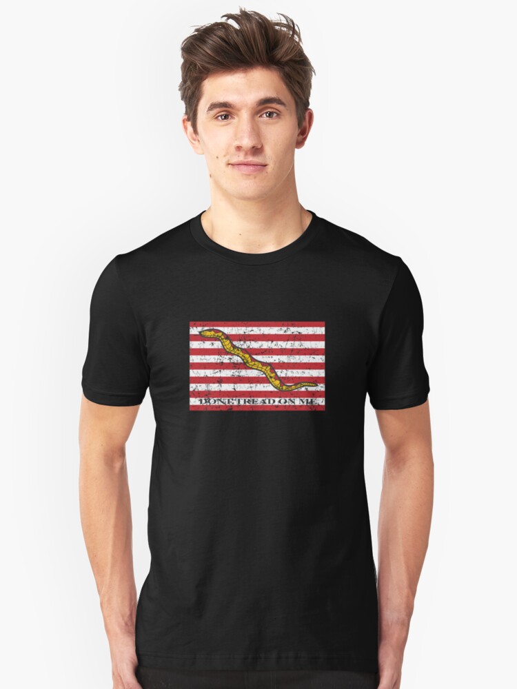 Alternate view of Vintage Distressed Dont Tread On Me Flag Slim Fit T-Shirt