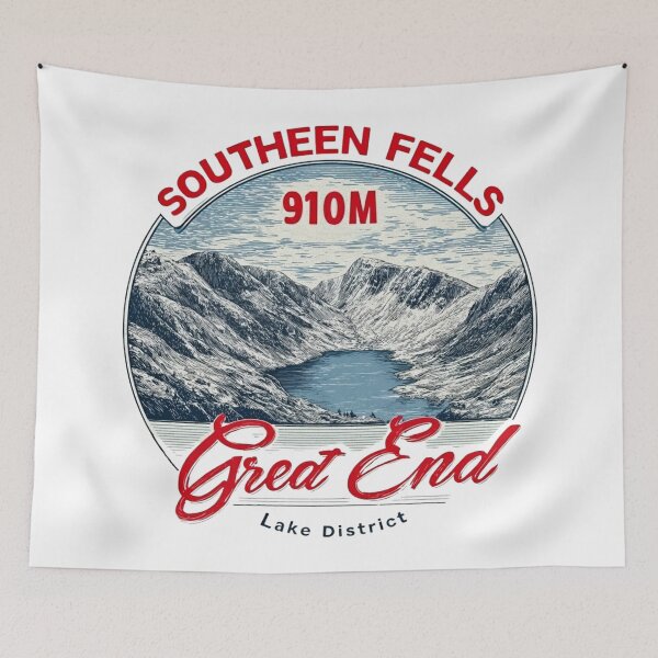 Item preview, Great End Mountain Lake District Southern Fells Vintage Hiking Badge Design designed and sold by Blurbean.