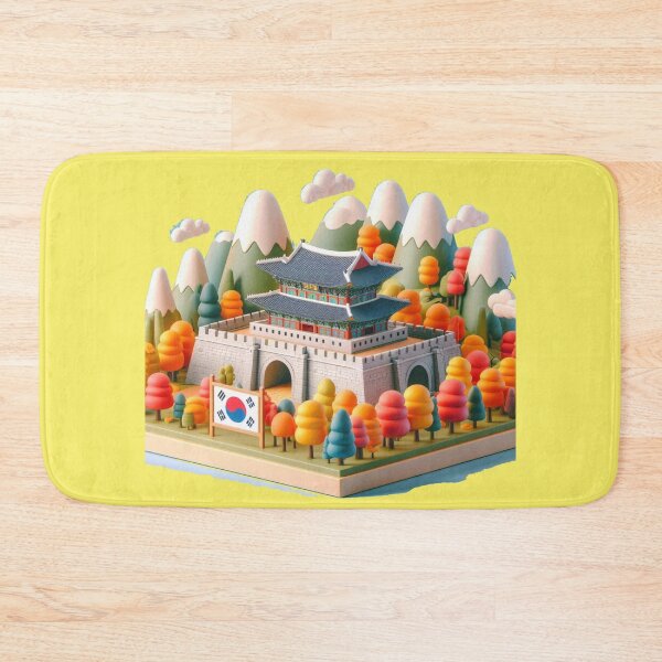 Item preview, Suwon Munan Gate Pavilion Autumn – Cute 3D Hwaseong Fortress Label with Korean Flag ,  designed and sold by PaintMeWorld.