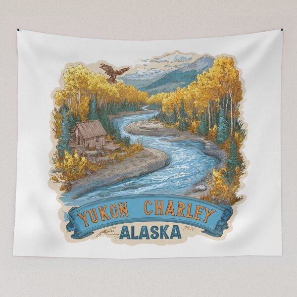 Item preview, Yukon Charley Rivers Alaska Wilderness Cabin Autumn Landscape Sticker designed and sold by Blurbean.