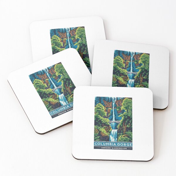 Item preview, Columbia River Gorge Multnomah Falls Oregon Washington Vintage Travel Poster designed and sold by Blurbean.
