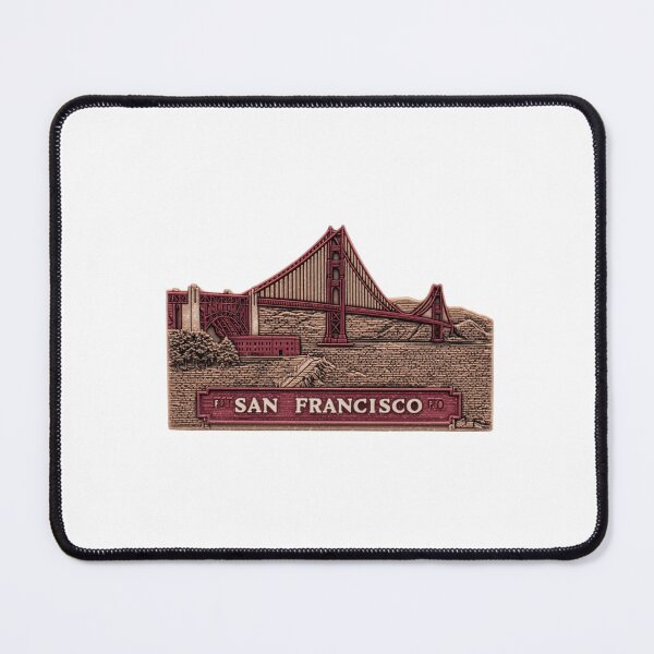 Item preview, San Francisco Golden Gate Bridge Vintage Wood Carved Relief Style Sticker designed and sold by Blurbean.