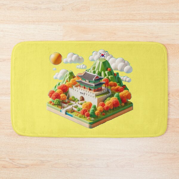 Item preview, Suwon Munan Gate Pavilion Autumn – Cute 3D Hwaseong Fortress Label with Korean Flag ,  designed and sold by PaintMeWorld.