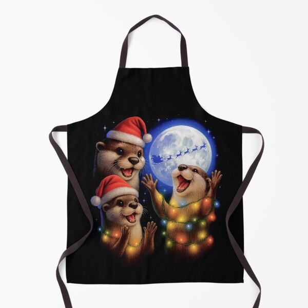 Item preview, Christmas Otters Under The Moon, Cute Holiday Art designed and sold by SassCity.