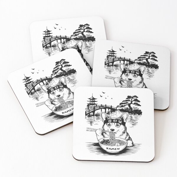 Item preview, Corgi Eating Ramen Japanese Garden Illustration designed and sold by EthosWear.