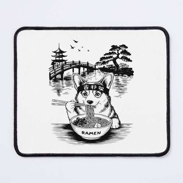 Item preview, Corgi Eating Ramen Japanese Garden Illustration designed and sold by EthosWear.