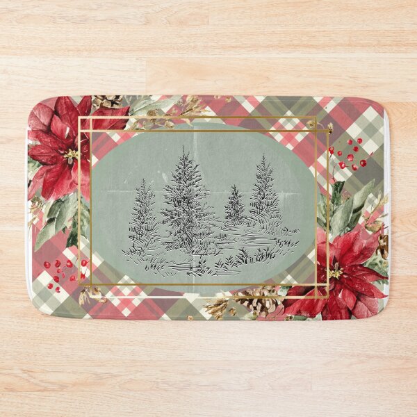 Item preview, Winter Pines (Poinsettia’s in Plaid) designed and sold by DesignsByMom.