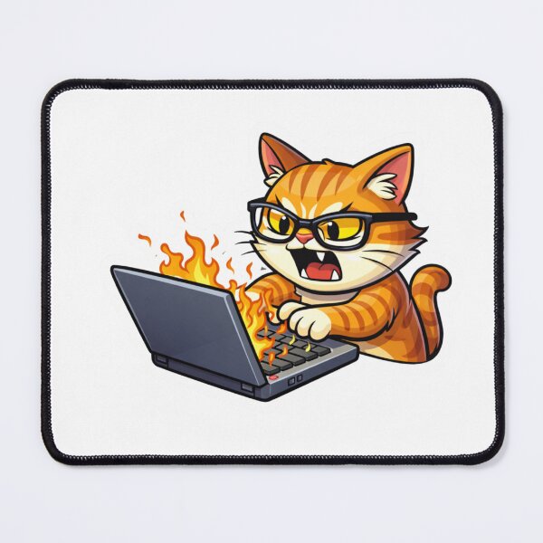 Item preview, Hacker Cat Coding Furiously on Laptop designed and sold by LungTor.