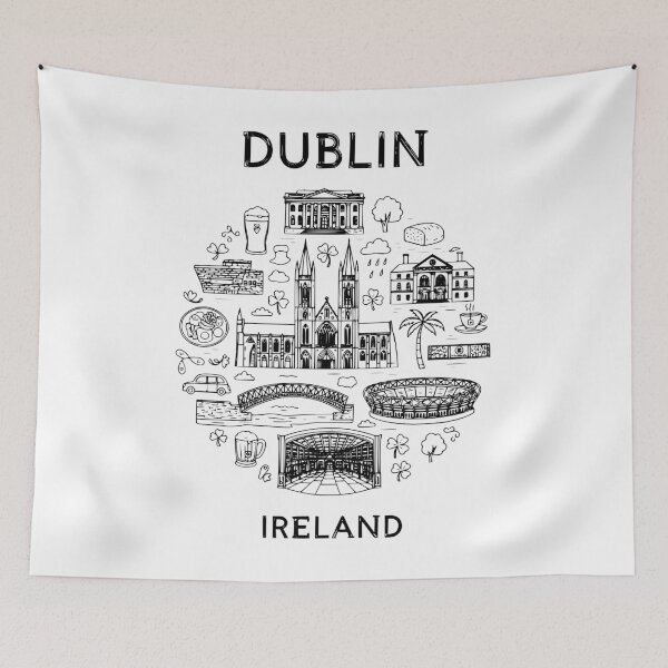 Item preview, Dublin Ireland - Great Cities of Europe - Line art of Dublin Architecture and Culture designed and sold by Kathunk Designs.