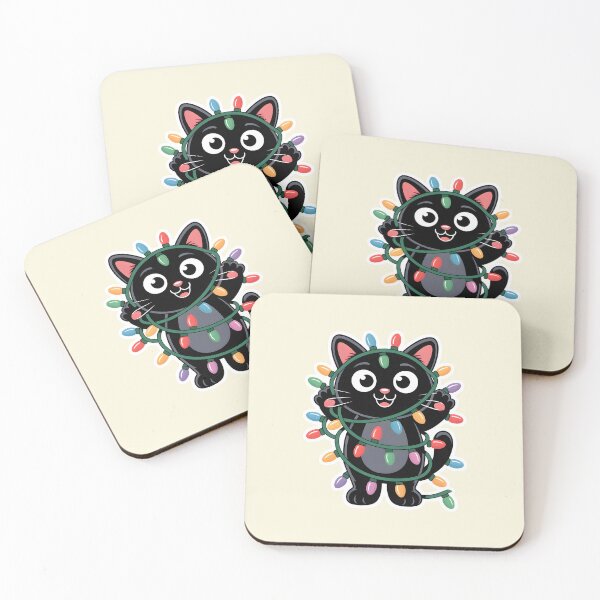 Item preview, Funny Black Cat Tangled in Christmas Lights designed and sold by Mr-wow.