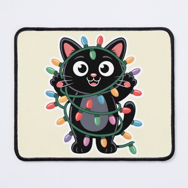 Item preview, Funny Black Cat Tangled in Christmas Lights designed and sold by Mr-wow.