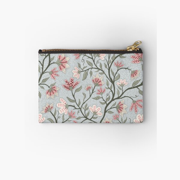 Item preview, Pink and White Flowers on Sage Vines on Blue Background designed and sold by Goolsby-Designs.