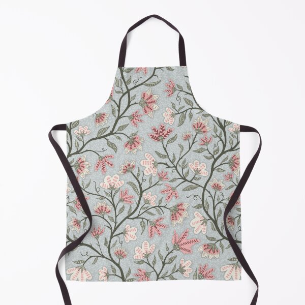 Item preview, Pink and White Flowers on Sage Vines on Blue Background designed and sold by Goolsby-Designs.