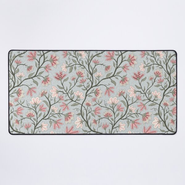 Item preview, Pink and White Flowers on Sage Vines on Blue Background designed and sold by Goolsby-Designs.