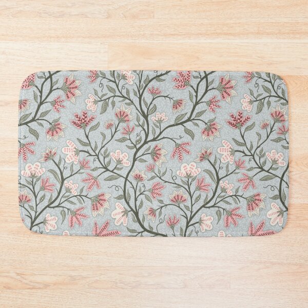 Item preview, Pink and White Flowers on Sage Vines on Blue Background designed and sold by Goolsby-Designs.