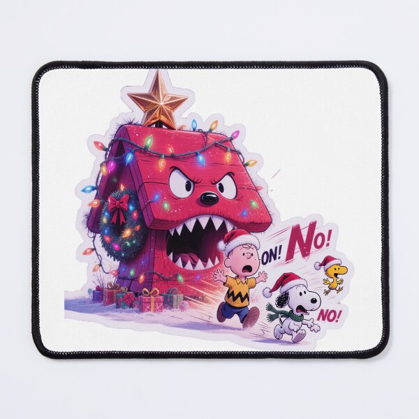 Item preview, Monstrous Christmas Snoopy Doghouse Chasing Peanuts Gang Funny Holiday Sticker Illustration designed and sold by ARTCREATESHOP.