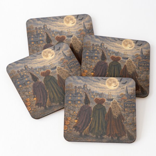 Item preview, Salem Witch Sisters Moonlit Halloween Print designed and sold by SezzyDesigns.