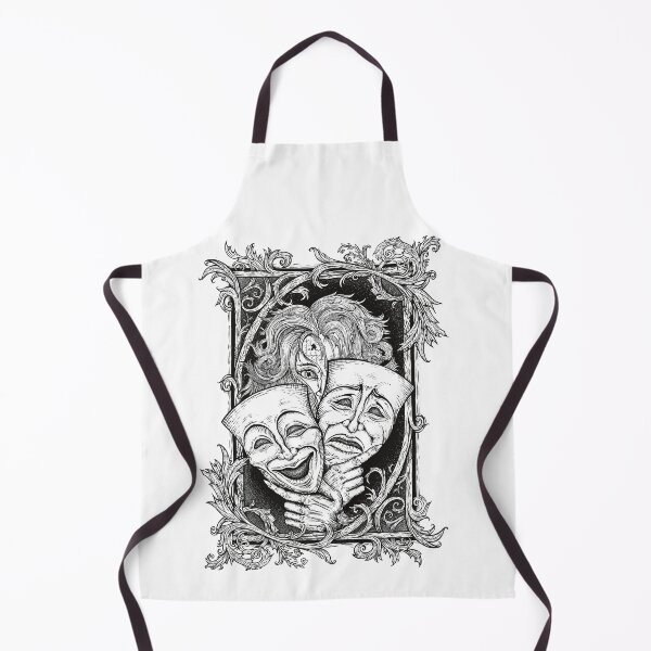Item preview, Tragedy and Comedy – Vintage Theater Masks - Black Line designed and sold by Arcanumart.