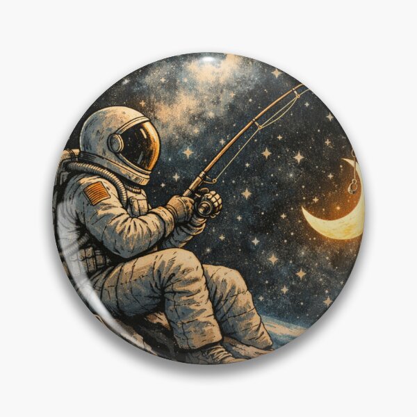 Item preview, Vintage Astronaut Fishing for the Moon in Space designed and sold by Dariusz.K.