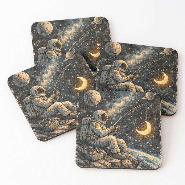 Item preview, Vintage Astronaut Fishing for the Moon in Space designed and sold by Dariusz.K.