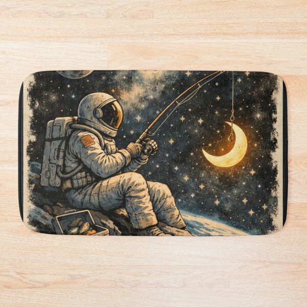 Item preview, Vintage Astronaut Fishing for the Moon in Space designed and sold by Dariusz.K.
