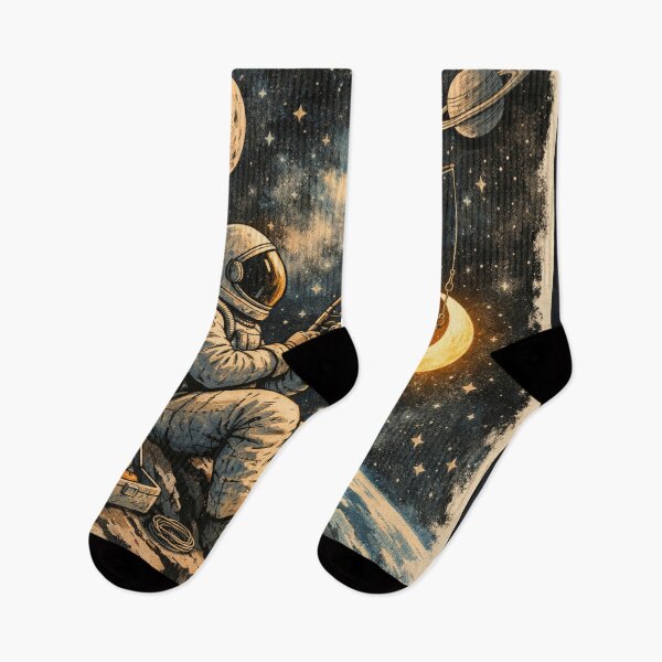 Item preview, Vintage Astronaut Fishing for the Moon in Space designed and sold by Dariusz.K.