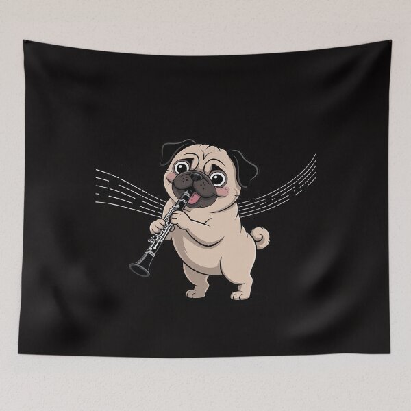 Item preview, Pug Dog Playing The Clarinet For Band Members designed and sold by margaridroso.