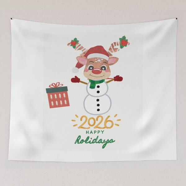 Item preview, Festive Reindeer Snowman with Santa Hat - 2026 New Year designed and sold by Colorxpink.