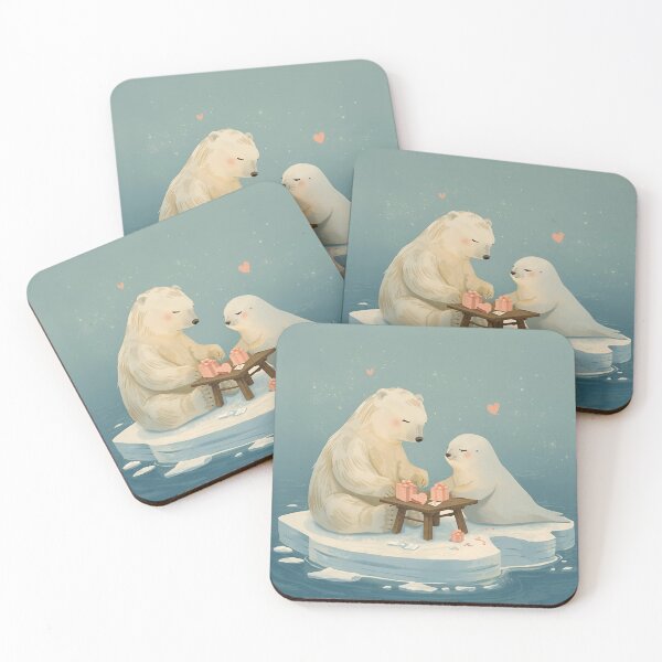 Item preview, Valentine’s Polar Bear & Seal Couple • Whimsical Arctic Heart Prep Art designed and sold by WildlifeWhimsy.