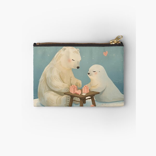 Item preview, Valentine’s Polar Bear & Seal Couple • Whimsical Arctic Heart Prep Art designed and sold by WildlifeWhimsy.