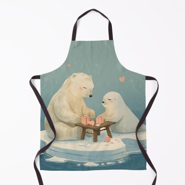 Item preview, Valentine’s Polar Bear & Seal Couple • Whimsical Arctic Heart Prep Art designed and sold by WildlifeWhimsy.