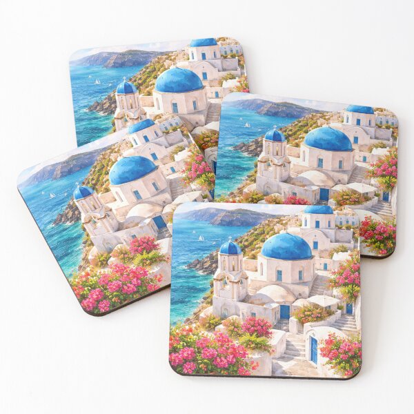 Artikelvorschau, Santorini-Aquarellkunst | Mittelmeer-Reiseillustration entworfen und verkauft von SVT Abstract.