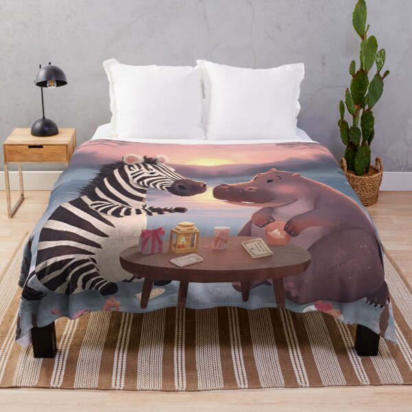 Item preview, Valentine’s Zebra & Hippo Couple • Whimsical Savanna Heart Prep Art designed and sold by WildlifeWhimsy.