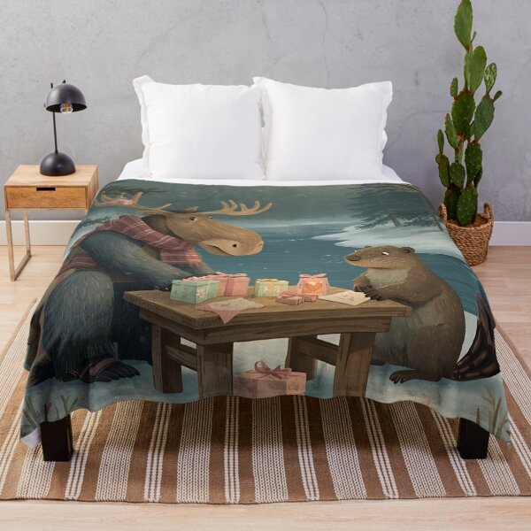 Item preview, Valentine’s Moose & Beaver Couple • Whimsical Forest Heart Prep Art designed and sold by WildlifeWhimsy.