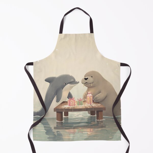 Item preview, Valentine’s Dolphin & Manatee Couple • Whimsical Coastal Heart Prep Art designed and sold by WildlifeWhimsy.