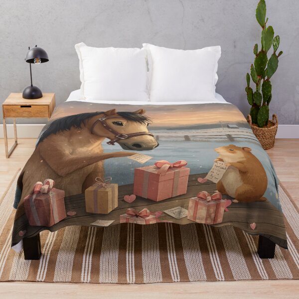 Item preview, Valentine’s Horse & Golden Hamster Couple • Whimsical Countryside Heart Prep Art designed and sold by WildlifeWhimsy.