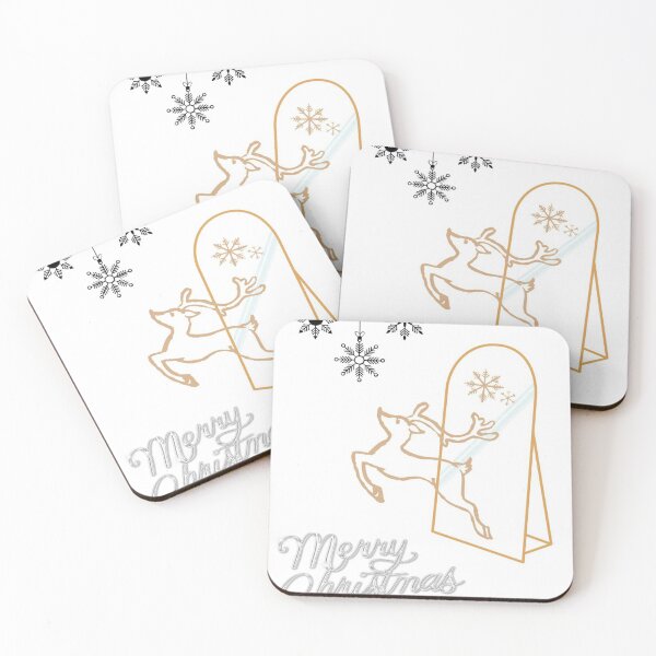 Item preview, Merry Christmas Gold Reindeer Illustration - Festive Wall Art designed and sold by Colorxpink.