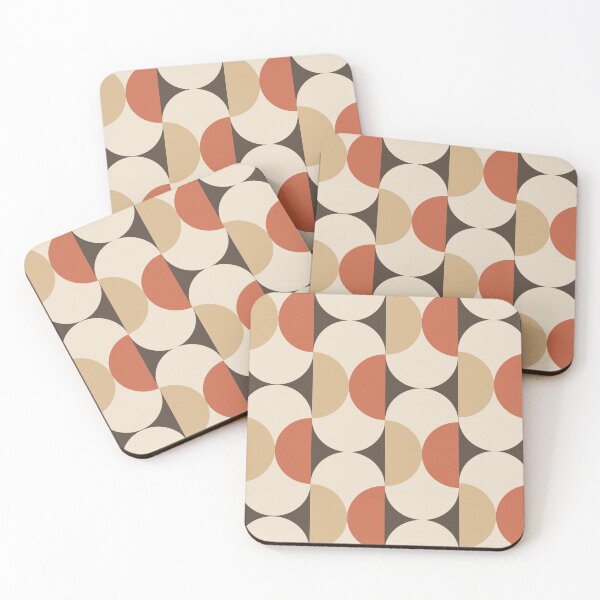 Item preview, Mid Century Modern Overlapping Circles in Tan Beige Terracotta on taupe designed and sold by Yasminepatterns .