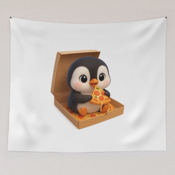 Item preview, Cute Penguin Eating Pizza | Kawaii Cartoon Animal Art designed and sold by Moons Studio.