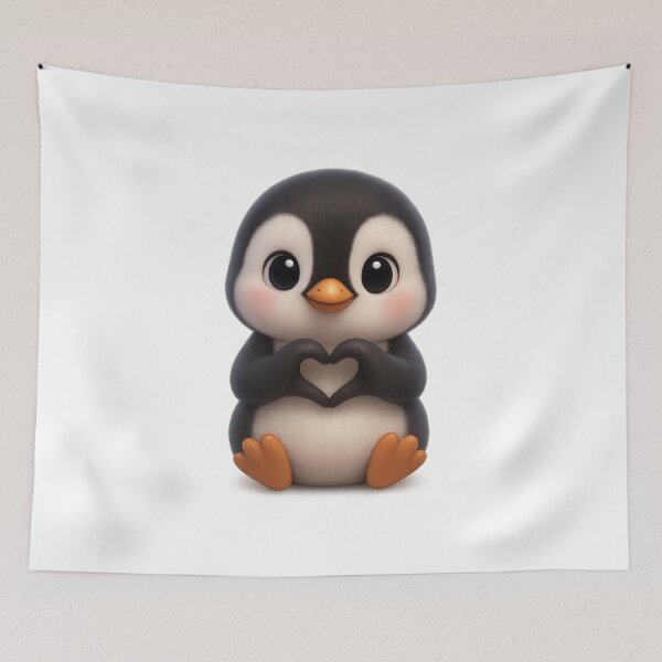 Item preview, Cute Penguin Making Heart Shape| Kawaii Cartoon Animal Art designed and sold by Moons Studio.