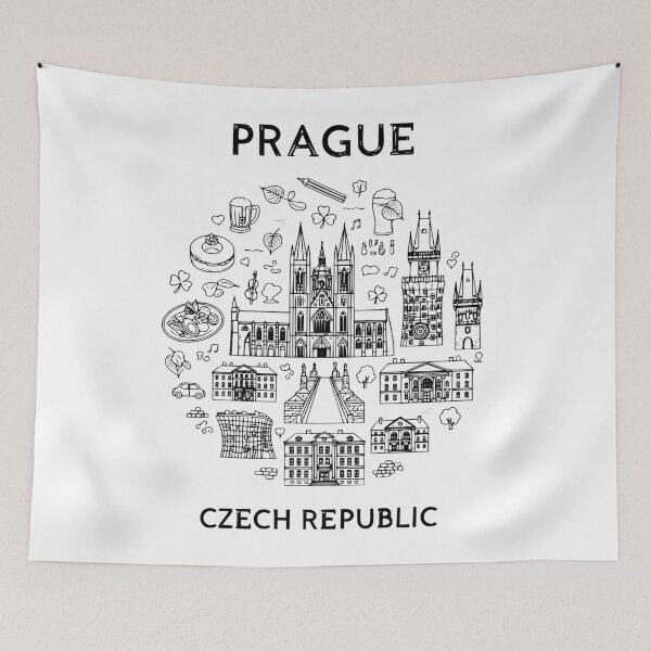 Item preview, Prague Czech Republic - Great Cities of Europe - Line art of Prague Architecture and Culture designed and sold by Kathunk Designs.