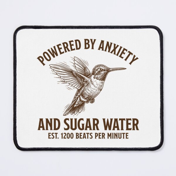 Item preview, Powered By Anxiety Funny Hummingbird Vintage designed and sold by Mason-Pride.