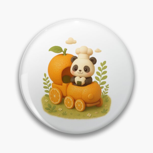 Item preview, Cute Tangerine Train Panda Chef | Kawaii Japanese Cottagecore Art designed and sold by Moons Studio.