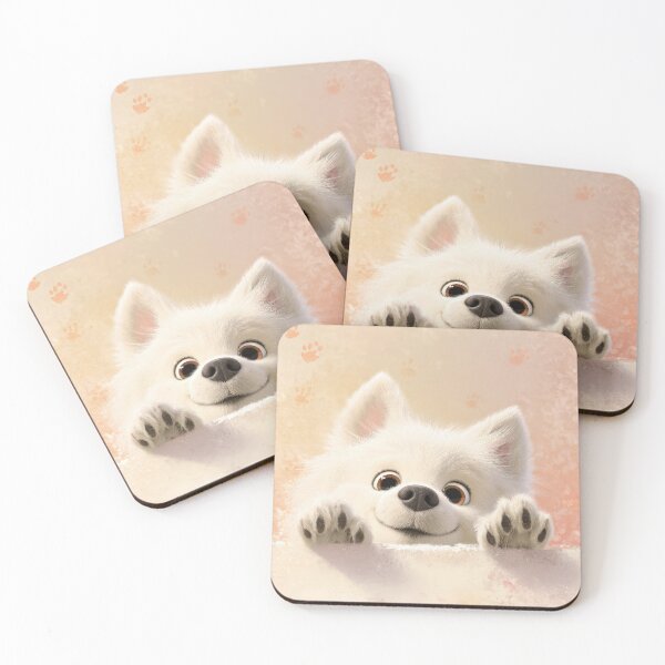 Item preview, American Eskimo Dog Peeking over Wall 01 designed and sold by Elisabeth Lucas.