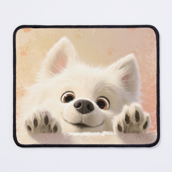 Item preview, American Eskimo Dog Peeking over Wall 01 designed and sold by Elisabeth Lucas.