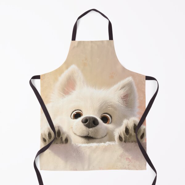 Item preview, American Eskimo Dog Peeking over Wall 01 designed and sold by Elisabeth Lucas.