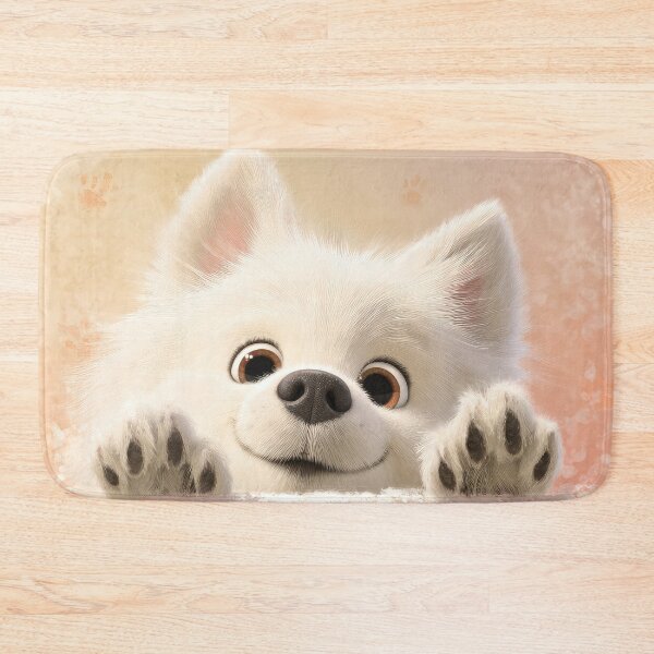 Item preview, American Eskimo Dog Peeking over Wall 01 designed and sold by Elisabeth Lucas.