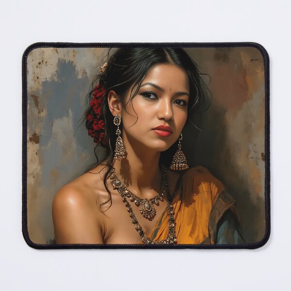 Item preview, Elegant Indian Woman in Traditional Saree – Digital Art Portrait by VektorVIbe designed and sold by VektorVibe.